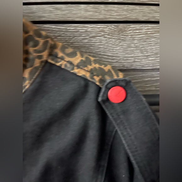 Saks Fifth Avenue Lea & Viola Leopard Denim Jacket Large Black Brown - Picture 9 of 10